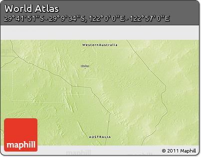 Physical 3D Map of the Area around 29° 25' 43" S, 122° 28' 29" E