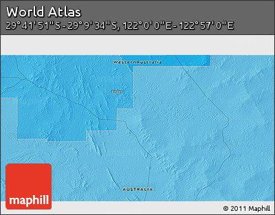 Political 3D Map of the Area around 29° 25' 43" S, 122° 28' 29" E