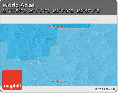 Political 3D Map of the Area around 29° 25' 43" S, 122° 28' 29" E