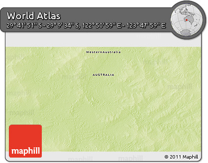 Physical 3D Map of the Area around 29° 25' 43" S, 123° 19' 29" E