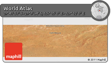 Satellite Panoramic Map of the Area around 29° 25' 43" S, 126° 43' 29" E