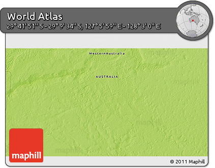 Physical 3D Map of the Area around 29° 25' 43" S, 127° 34' 30" E