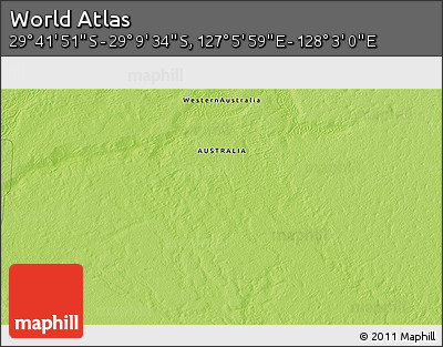 Physical 3D Map of the Area around 29° 25' 43" S, 127° 34' 30" E