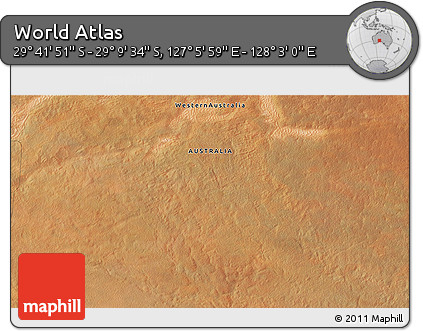 Satellite 3D Map of the Area around 29° 25' 43" S, 127° 34' 30" E