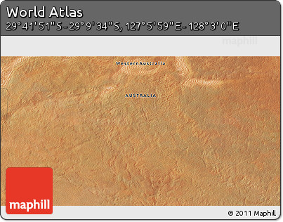 Satellite 3D Map of the Area around 29° 25' 43" S, 127° 34' 30" E