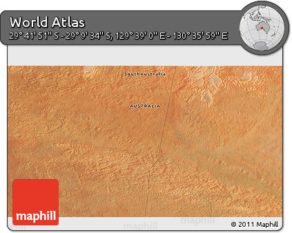 Satellite 3D Map of the Area around 29° 25' 43" S, 130° 7' 30" E
