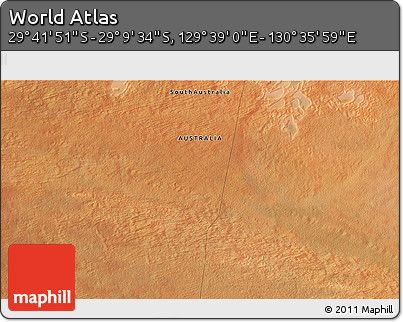 Satellite 3D Map of the Area around 29° 25' 43" S, 130° 7' 30" E