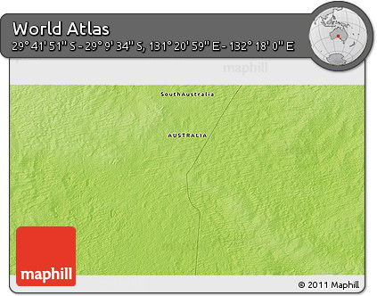 Physical 3D Map of the Area around 29° 25' 43" S, 131° 49' 29" E