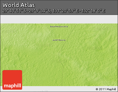 Physical 3D Map of the Area around 29° 25' 43" S, 131° 49' 29" E