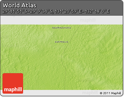 Physical 3D Map of the Area around 29° 25' 43" S, 131° 49' 29" E