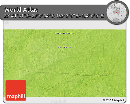 Physical 3D Map of the Area around 29° 25' 43" S, 133° 31' 30" E
