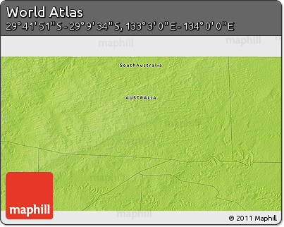 Physical 3D Map of the Area around 29° 25' 43" S, 133° 31' 30" E
