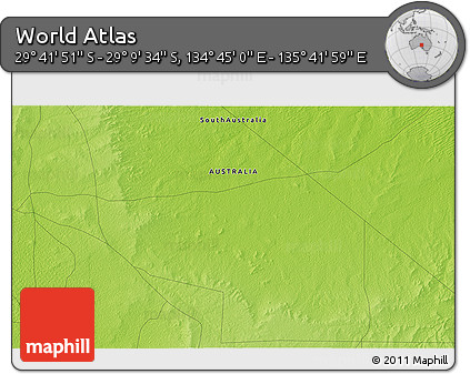 Physical 3D Map of the Area around 29° 25' 43" S, 135° 13' 29" E