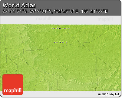 Physical 3D Map of the Area around 29° 25' 43" S, 135° 13' 29" E