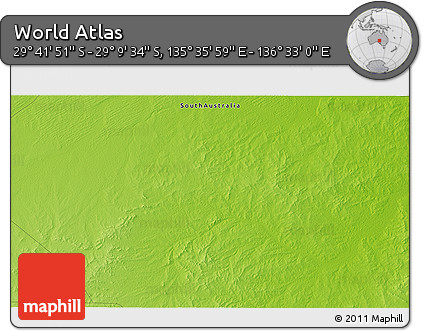 Physical 3D Map of the Area around 29° 25' 43" S, 136° 4' 29" E