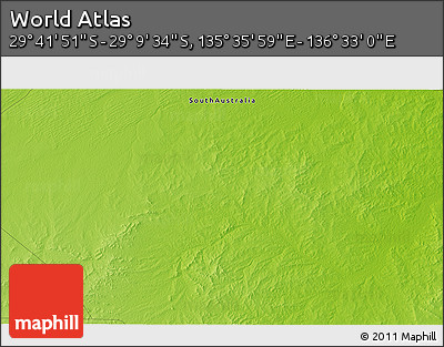 Physical 3D Map of the Area around 29° 25' 43" S, 136° 4' 29" E