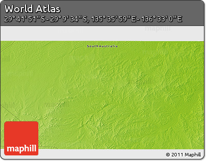 Physical 3D Map of the Area around 29° 25' 43" S, 136° 4' 29" E
