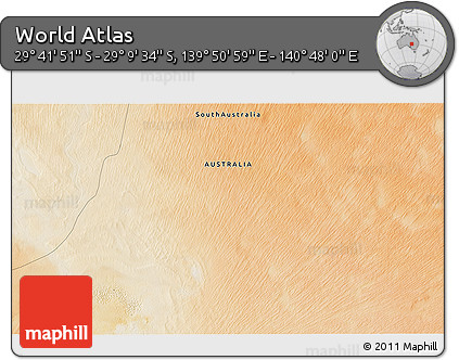 Satellite 3D Map of the Area around 29° 25' 43" S, 140° 19' 29" E