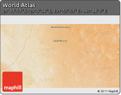 Satellite 3D Map of the Area around 29° 25' 43" S, 140° 19' 29" E
