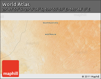 Satellite 3D Map of the Area around 29° 25' 43" S, 140° 19' 29" E