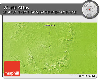 Physical 3D Map of the Area around 29° 25' 43" S, 142° 1' 30" E