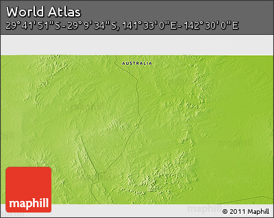 Physical 3D Map of the Area around 29° 25' 43" S, 142° 1' 30" E