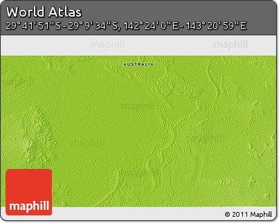 Physical 3D Map of the Area around 29° 25' 43" S, 142° 52' 30" E