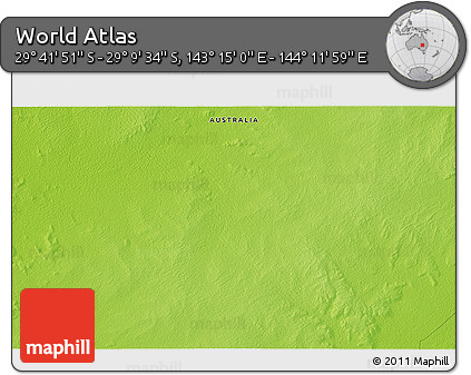 Physical 3D Map of the Area around 29° 25' 43" S, 143° 43' 29" E