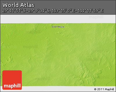 Physical 3D Map of the Area around 29° 25' 43" S, 143° 43' 29" E