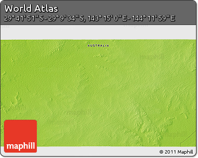 Physical 3D Map of the Area around 29° 25' 43" S, 143° 43' 29" E