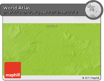 Physical 3D Map of the Area around 29° 25' 43" S, 144° 34' 29" E