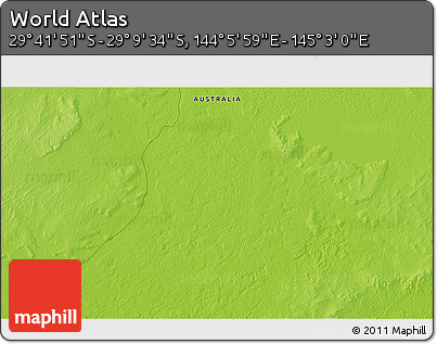 Physical 3D Map of the Area around 29° 25' 43" S, 144° 34' 29" E