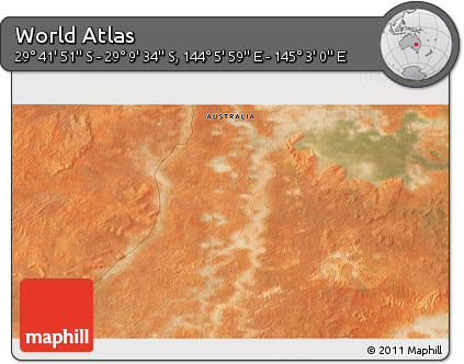 Satellite 3D Map of the Area around 29° 25' 43" S, 144° 34' 29" E