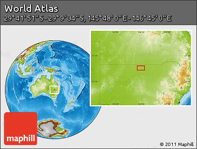 Physical Location Map of the Area around 29° 25' 43" S, 146° 16' 30" E