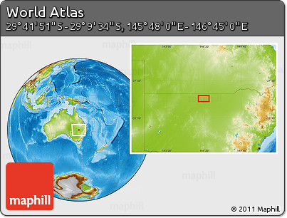 Physical Location Map of the Area around 29° 25' 43" S, 146° 16' 30" E