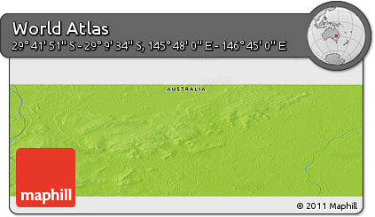 Physical Panoramic Map of the Area around 29° 25' 43" S, 146° 16' 30" E