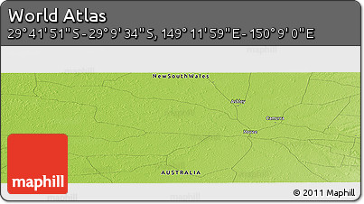 Physical Panoramic Map of the Area around 29° 25' 43" S, 149° 40' 30" E