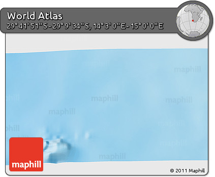 Physical 3D Map of the Area around 29° 25' 43" S, 14° 31' 30" E