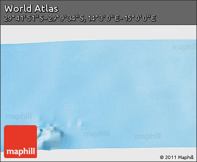 Physical 3D Map of the Area around 29° 25' 43" S, 14° 31' 30" E