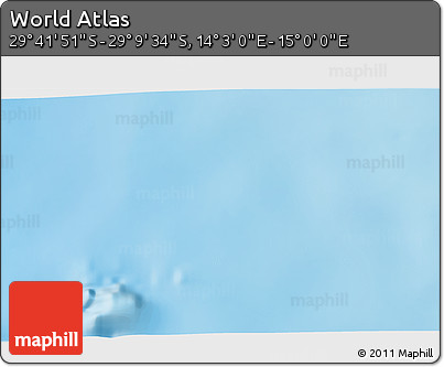 Physical 3D Map of the Area around 29° 25' 43" S, 14° 31' 30" E