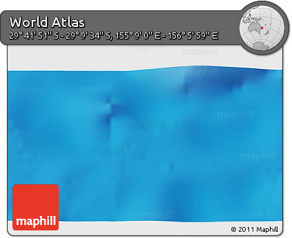 Physical 3D Map of the Area around 29° 25' 43" S, 155° 37' 30" E