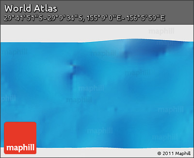 Physical 3D Map of the Area around 29° 25' 43" S, 155° 37' 30" E