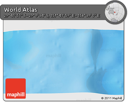 Physical 3D Map of the Area around 29° 25' 43" S, 158° 10' 30" E