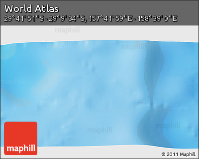 Physical 3D Map of the Area around 29° 25' 43" S, 158° 10' 30" E
