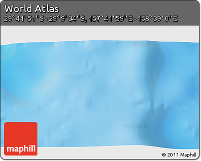 Physical 3D Map of the Area around 29° 25' 43" S, 158° 10' 30" E