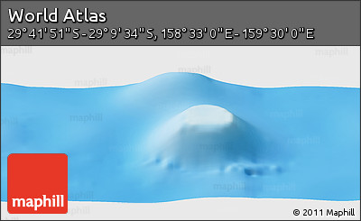 Physical Panoramic Map of the Area around 29° 25' 43" S, 159° 1' 30" E