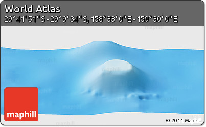Physical Panoramic Map of the Area around 29° 25' 43" S, 159° 1' 30" E