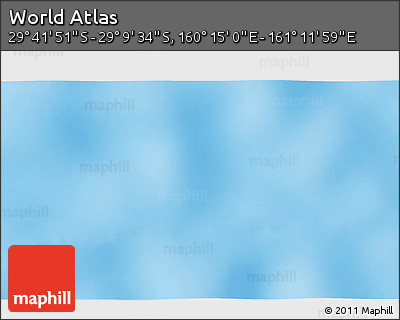 Physical 3D Map of the Area around 29° 25' 43" S, 160° 43' 29" E