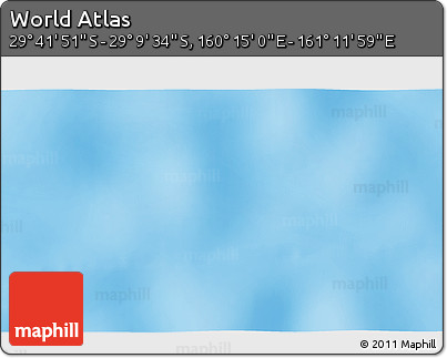 Physical 3D Map of the Area around 29° 25' 43" S, 160° 43' 29" E
