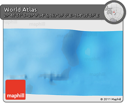 Physical 3D Map of the Area around 29° 25' 43" S, 164° 7' 30" E